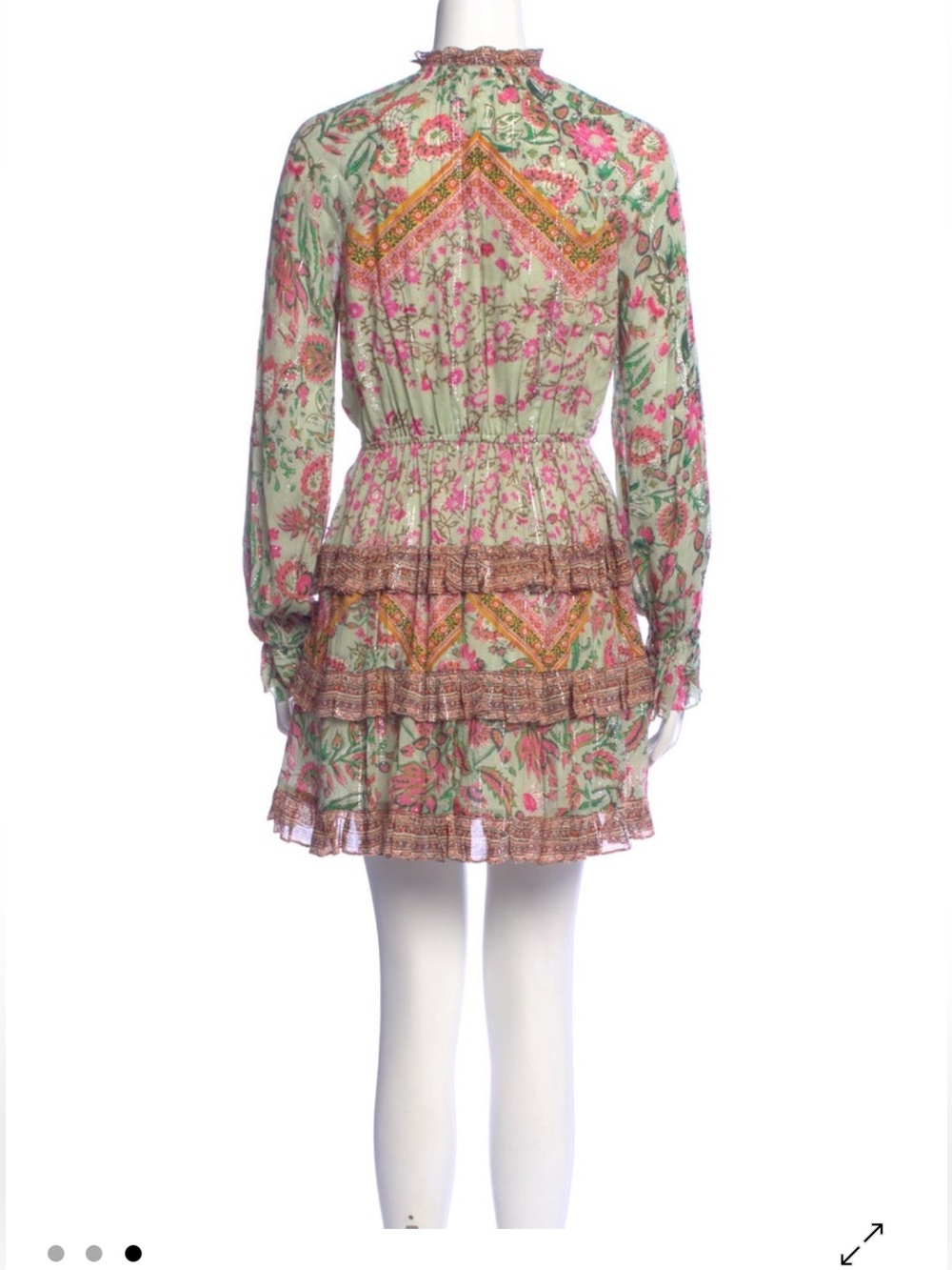 HEMANT & NANDITA NWT Nora Mini Dress in Sage and Pink Floral - Picture 5 of 7
